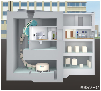 Vertically arranged compact proton therapy system
